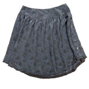 ZADIG & VOLTAIRE Flowy Silk Victorian Luxury Buttonned Blue Floral Mini Skirt 38